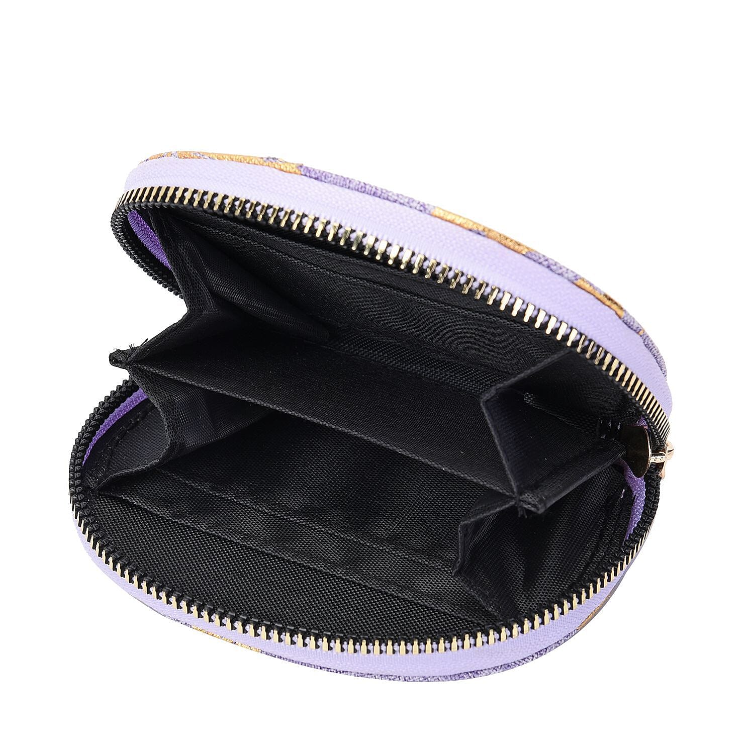 Set of 3 Golden Leaves Pattern Jute Rectangular Wallet with RFID Protection (Size 19x3 Cm) - Lilac