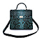 La Marey 100% Genuine Python Leather Snake Print Satchel Bag with Detachable Shoulder Strap - Blue