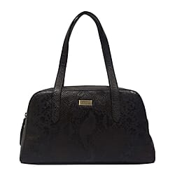 ASSOTS LONDON Eleanor Genuine Bourbon Leather Shoulder Bag (Size 35.5x21x7) - Black