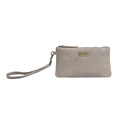 ASSOTS LONDON Karen Suede Sparkle Leather Purse (Size 19x10.5cm) - Pink & Rose Gold