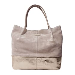 ASSOTS LONDON Donna Genuine Suede Leather Slouchy Metallic Shopper (Size 38x38x13cm) - Pink & Rose Gold