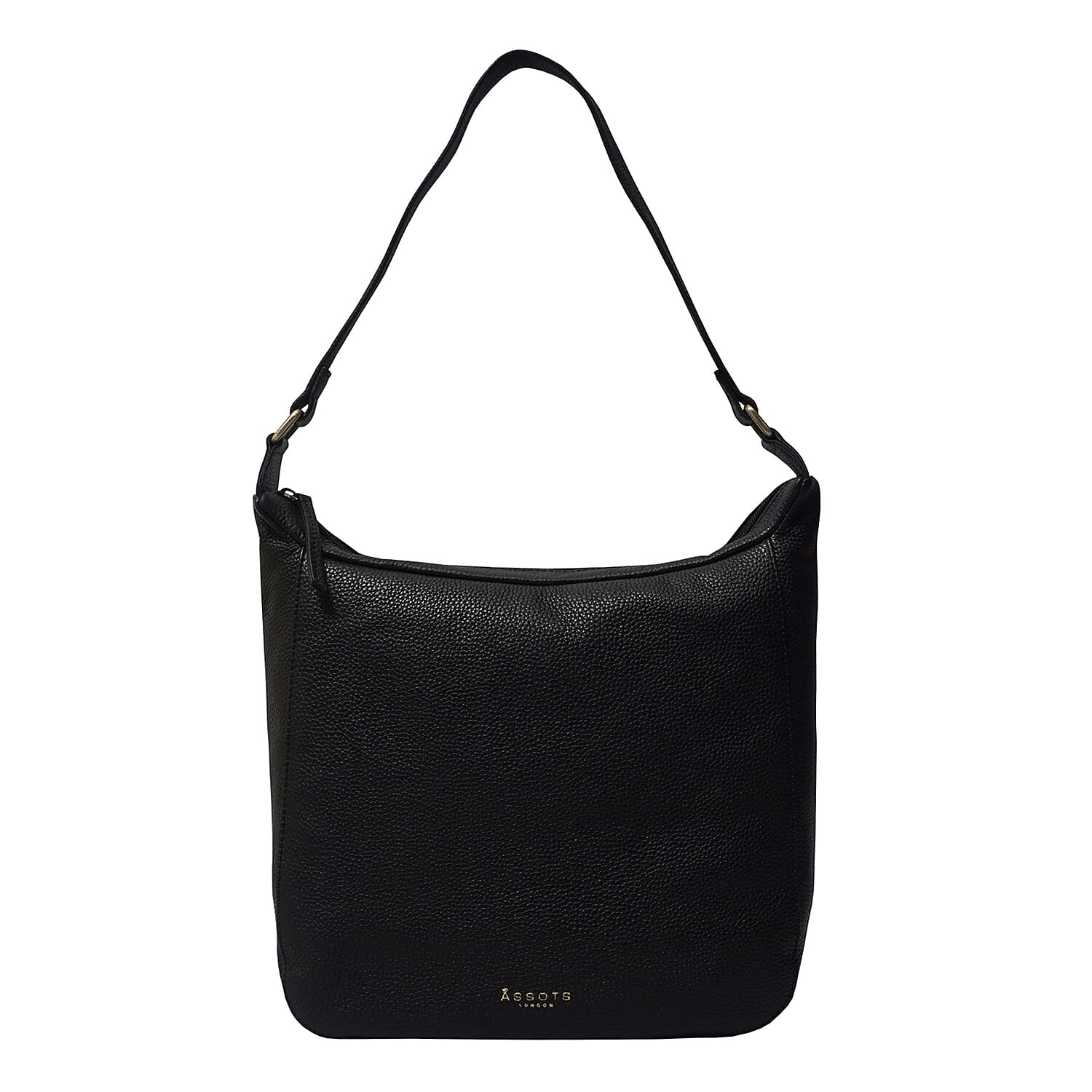 ASSOTS LONDON Bianca Genuine Pebble Grain Leather Slouchy Hobo Bag - Black