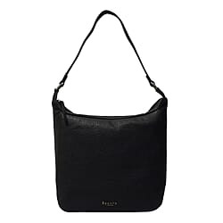 ASSOTS LONDON Bianca Genuine Pebble Grain Leather Slouchy Hobo Bag - Black