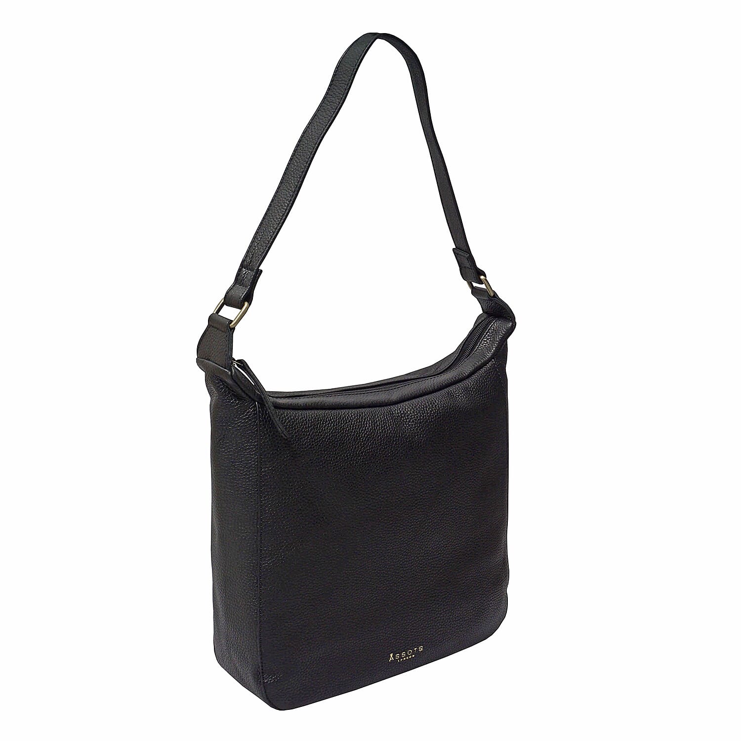 ASSOTS LONDON Bianca Genuine Pebble Grain Leather Slouchy Hobo Bag - Black