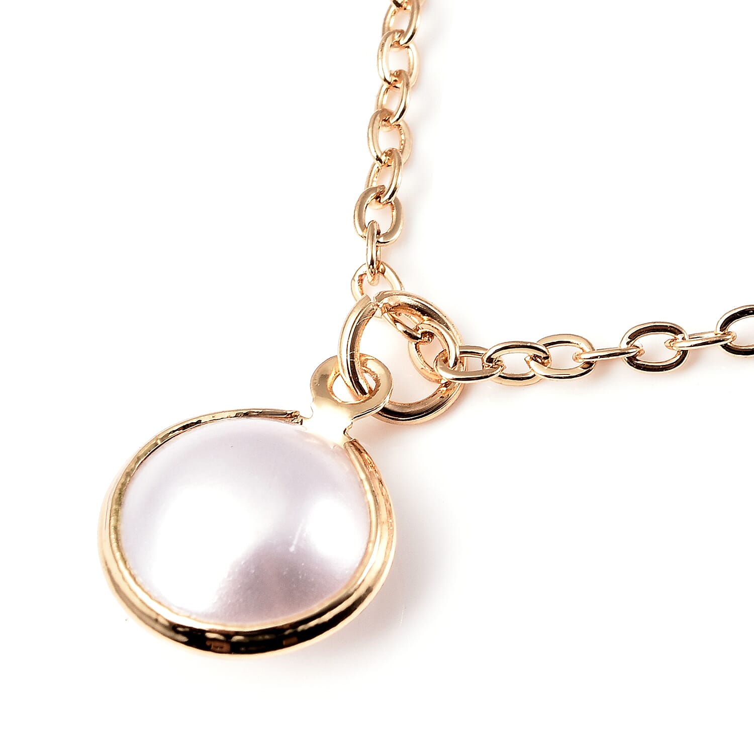 Simulated Pearl Double Layer Necklace (Size 16 with 4 inch Extender) in Gold Tone