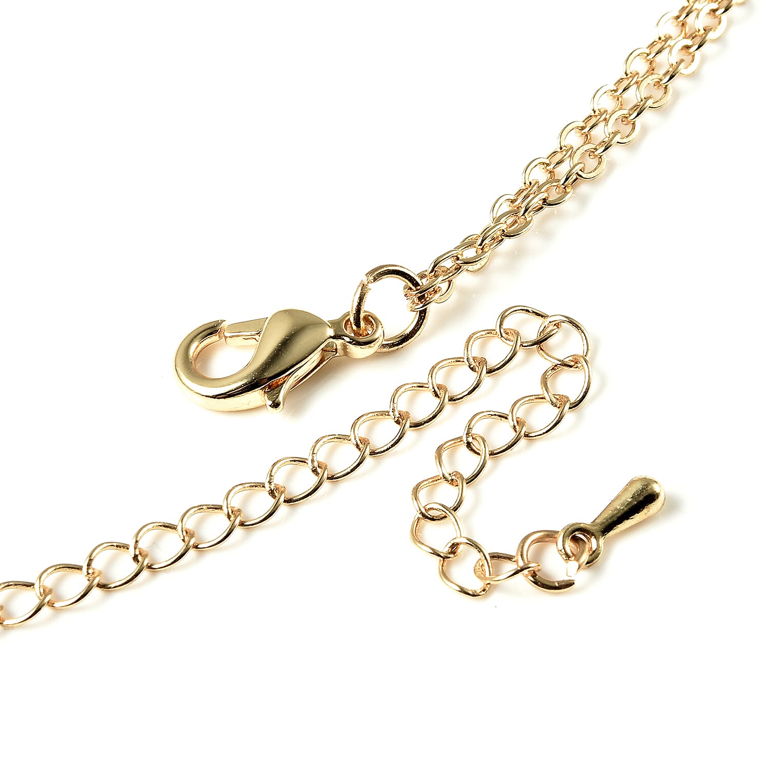 Austrian White Crystal Double Layer Star and Starburst Necklace (Size 16 with 4 inch Extender) in Gold Tone