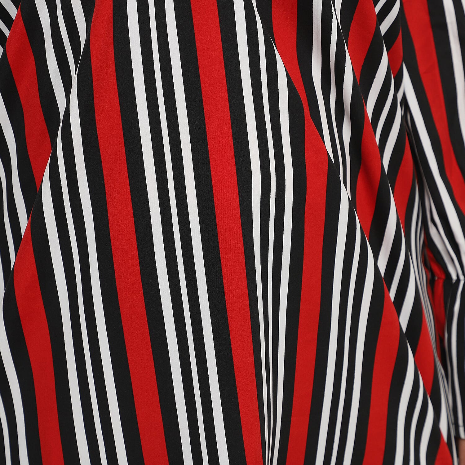 JOVIE Smocked off Shoulder Top with Tiered Bishop Sleeves in Black and Red 