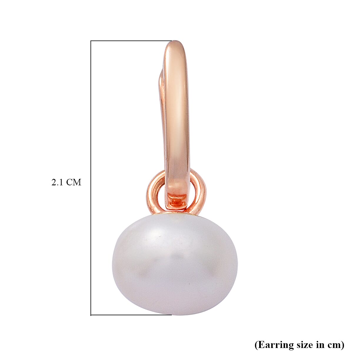 White Freshwater Pearl Drop Earrings in Rose Gold Overlay Sterling Silver