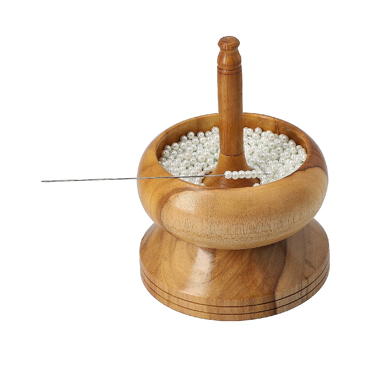 Teak Wooden Gem Workshop Bead Spinner with Stainless Steel Needle (Size 13x10 cm)