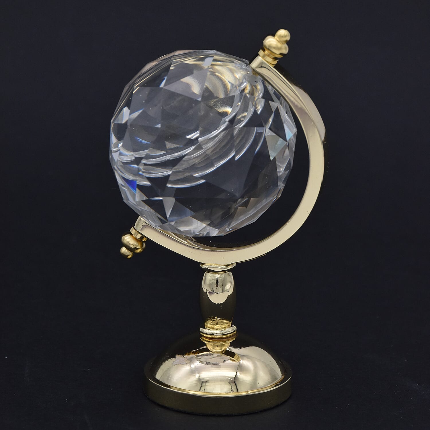 WILLIAM WIDDOP Miniature Globe Clock in Gold Tone