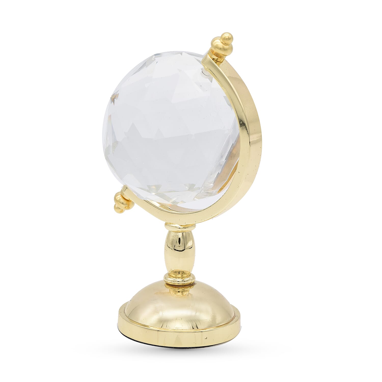 WILLIAM WIDDOP Miniature Globe Clock in Gold Tone