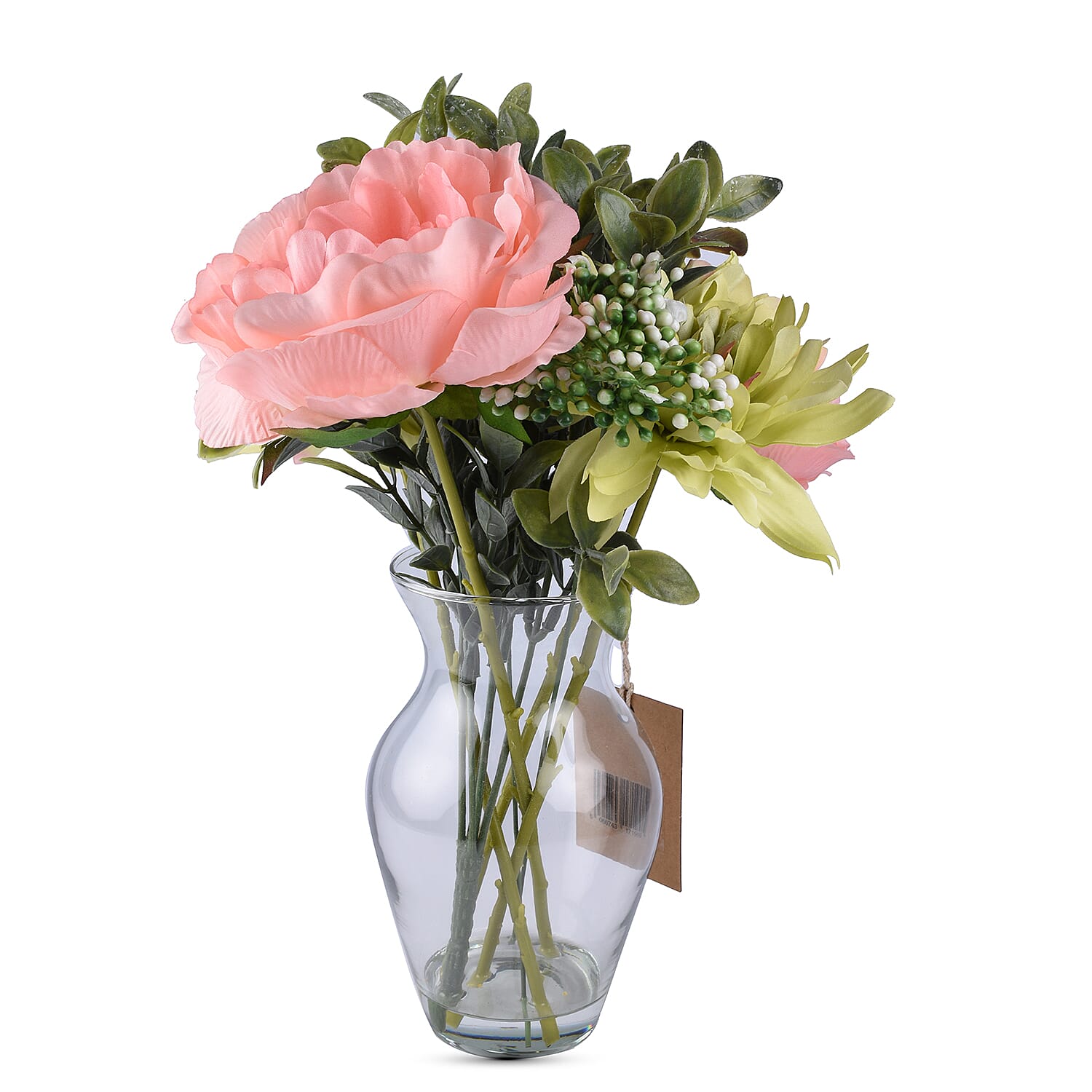 Bayswood Pink Rose and Hydrangea Flower Arrangement in Vase - (Size 38Cm)