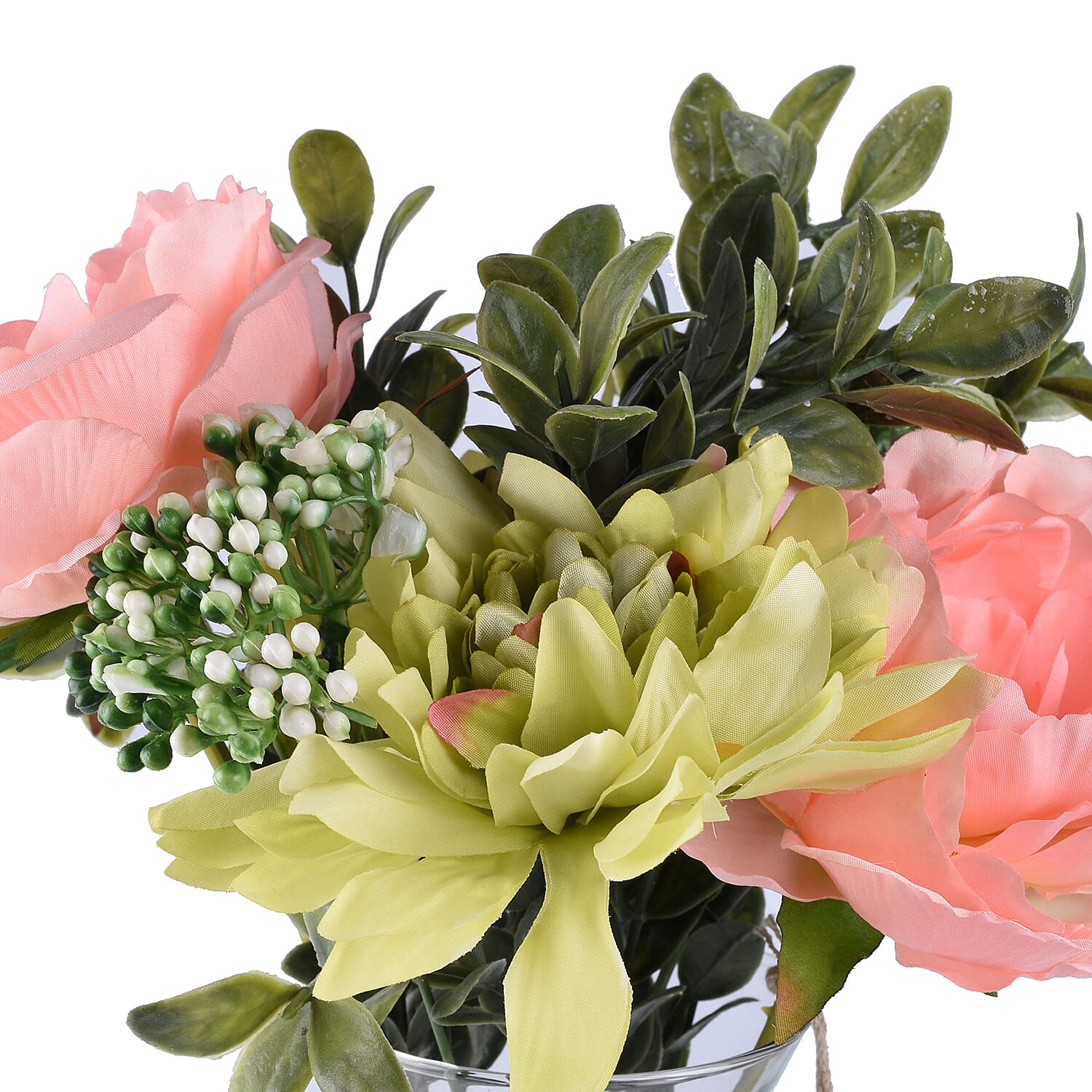 Bayswood Pink Rose and Hydrangea Flower Arrangement in Vase - (Size 38Cm)