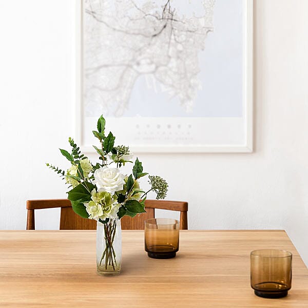 Bayswood White Rose and Green Hydrangea Flower Arrangement in Vase (Size 50 Cm) - White