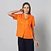 JOVIE 100% Viscose Top with Collar and Button Closure (Size:L, 61x101Cm) - Orange