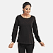 100% Cotton Single Jersey Loungewear Long Sleeve T- shirt in Black (Size: Large)