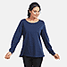 100% Cotton Single Jersey Loungewear Long Sleeve T- shirt in Blue (Size: Large)