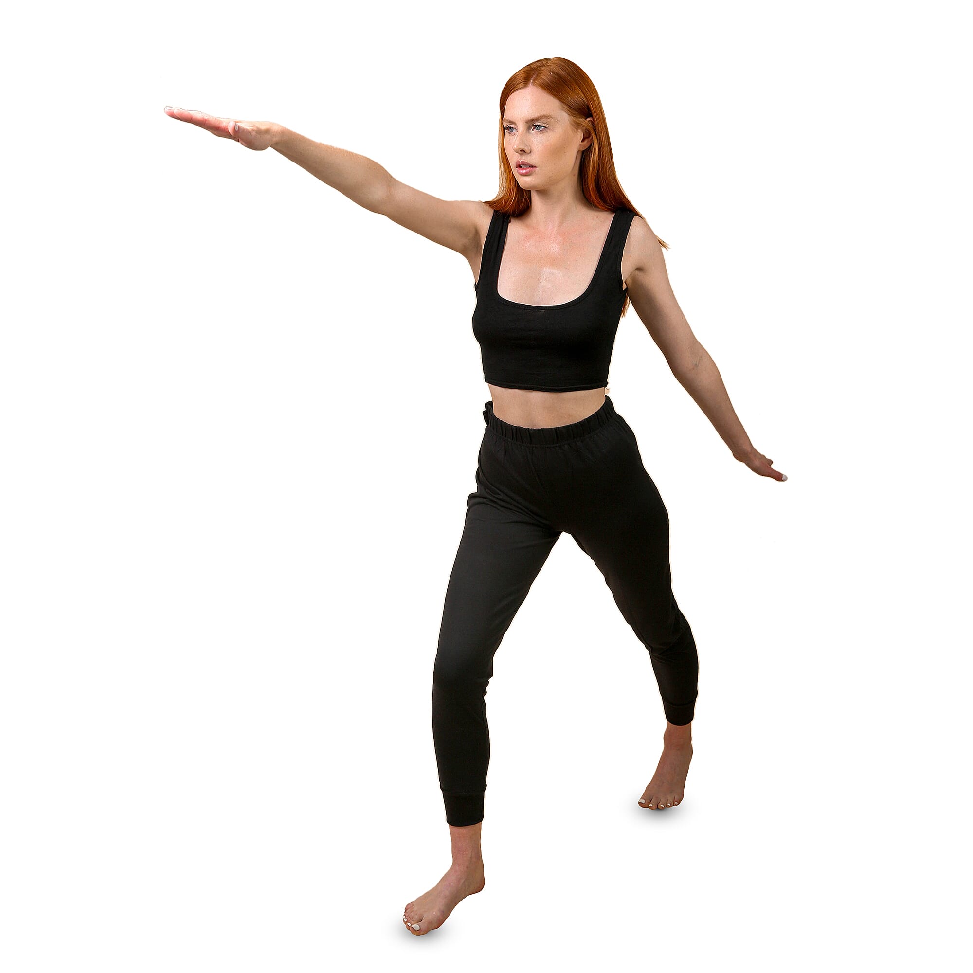 100% Cotton Single Jersey Loungewear Leggings in Black (Size Large)