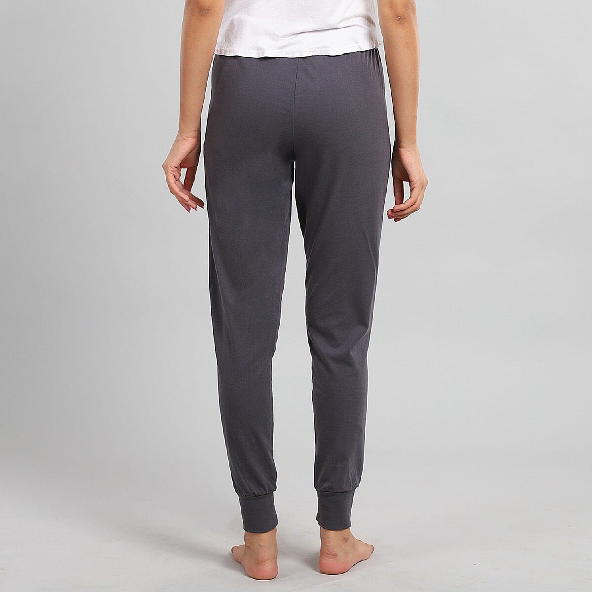 100% Cotton Single Jersey Loungewear Leggings in Black (Size Large)