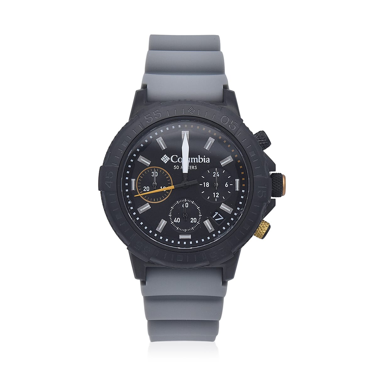 Columbia Peak Patrol Black Chronograph Day Date Grey Silicone Watch