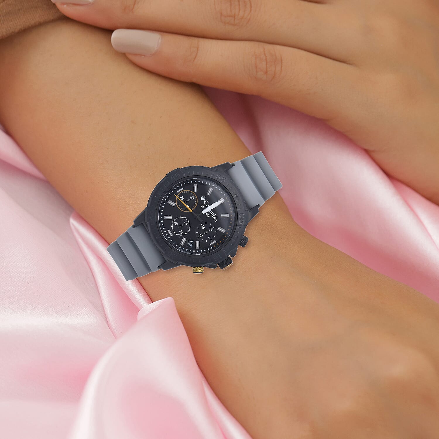 Columbia Peak Patrol Black Chronograph Day Date Grey Silicone Watch