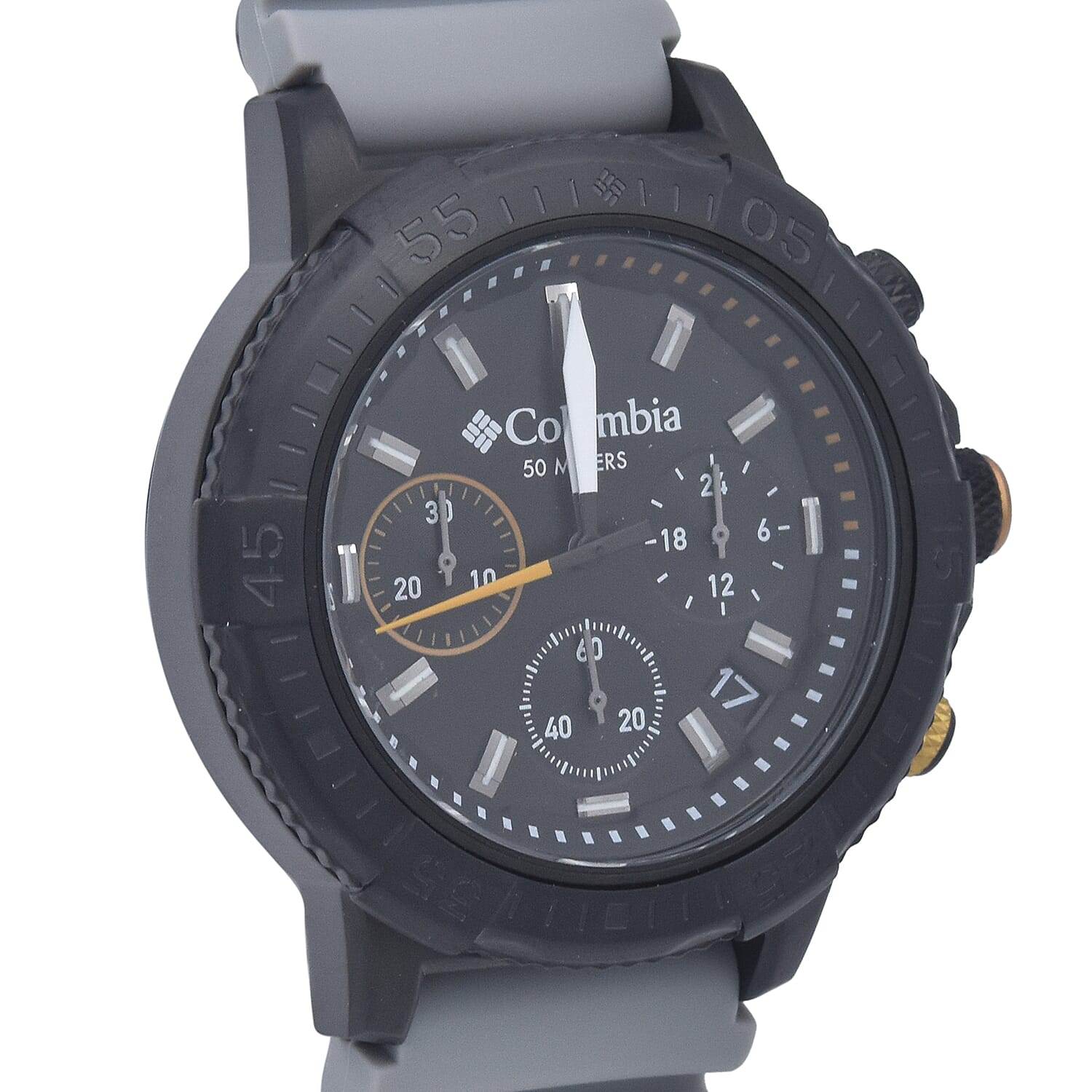 Columbia Peak Patrol Black Chronograph Day Date Grey Silicone Watch