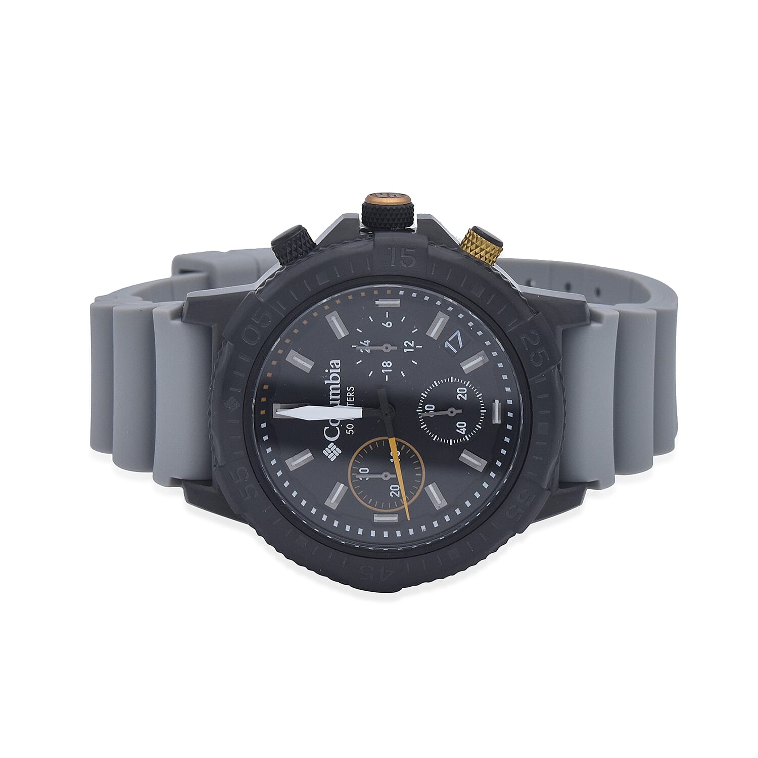 Columbia Peak Patrol Black Chronograph Day Date Grey Silicone Watch