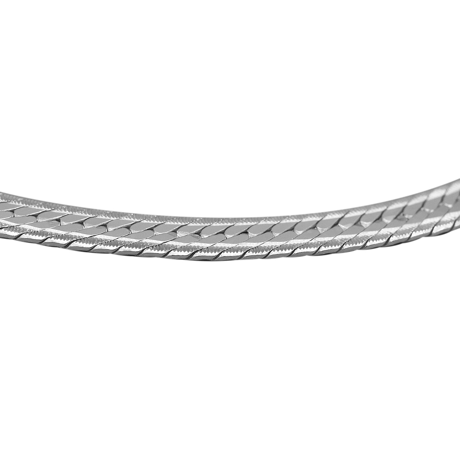 Italian Made - Sterling Silver Herringbone Bracelet (Size 7) with Lobster Clasp