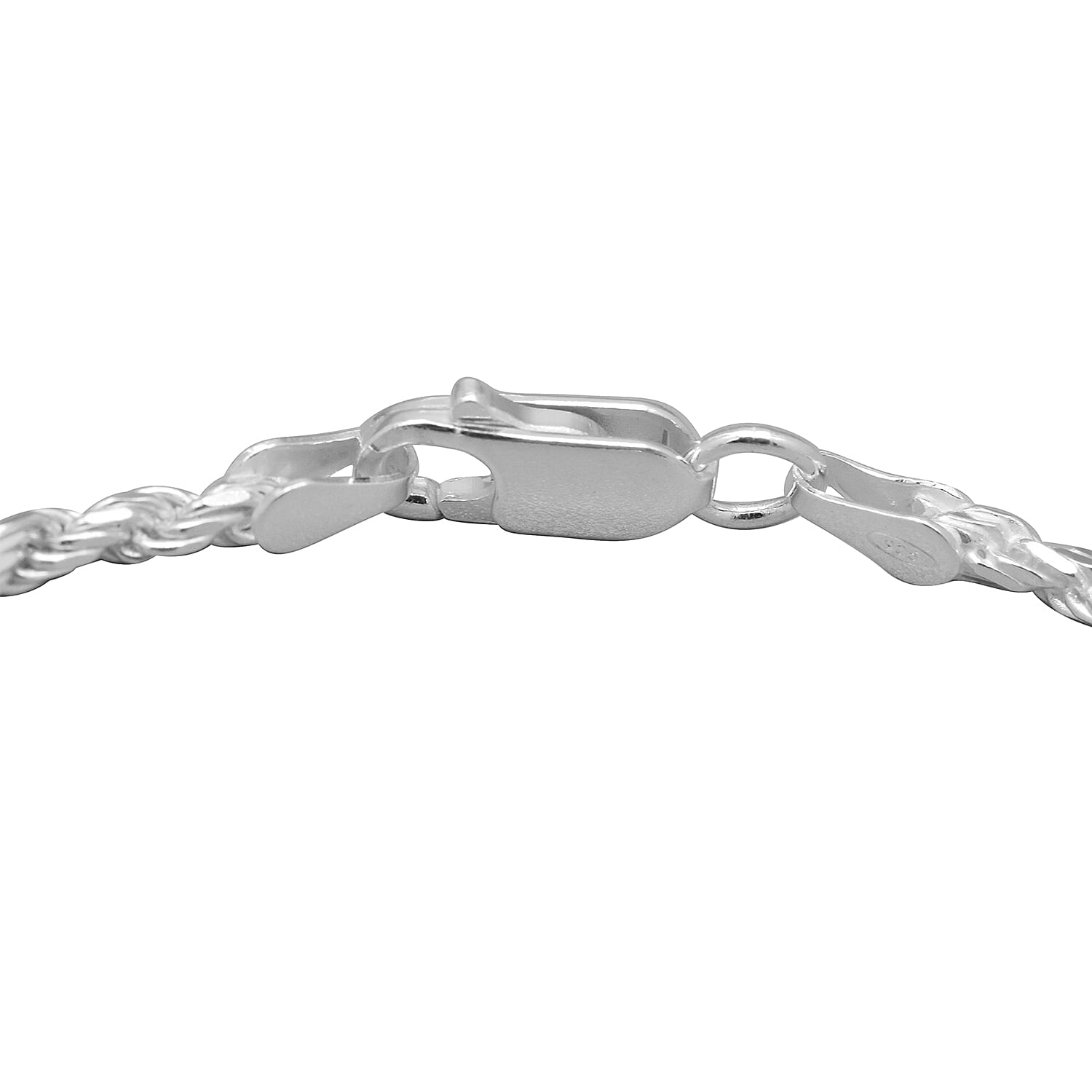 Italian Made - Sterling Silver Diamond Cut Rope Bracelet (Size 7.5)