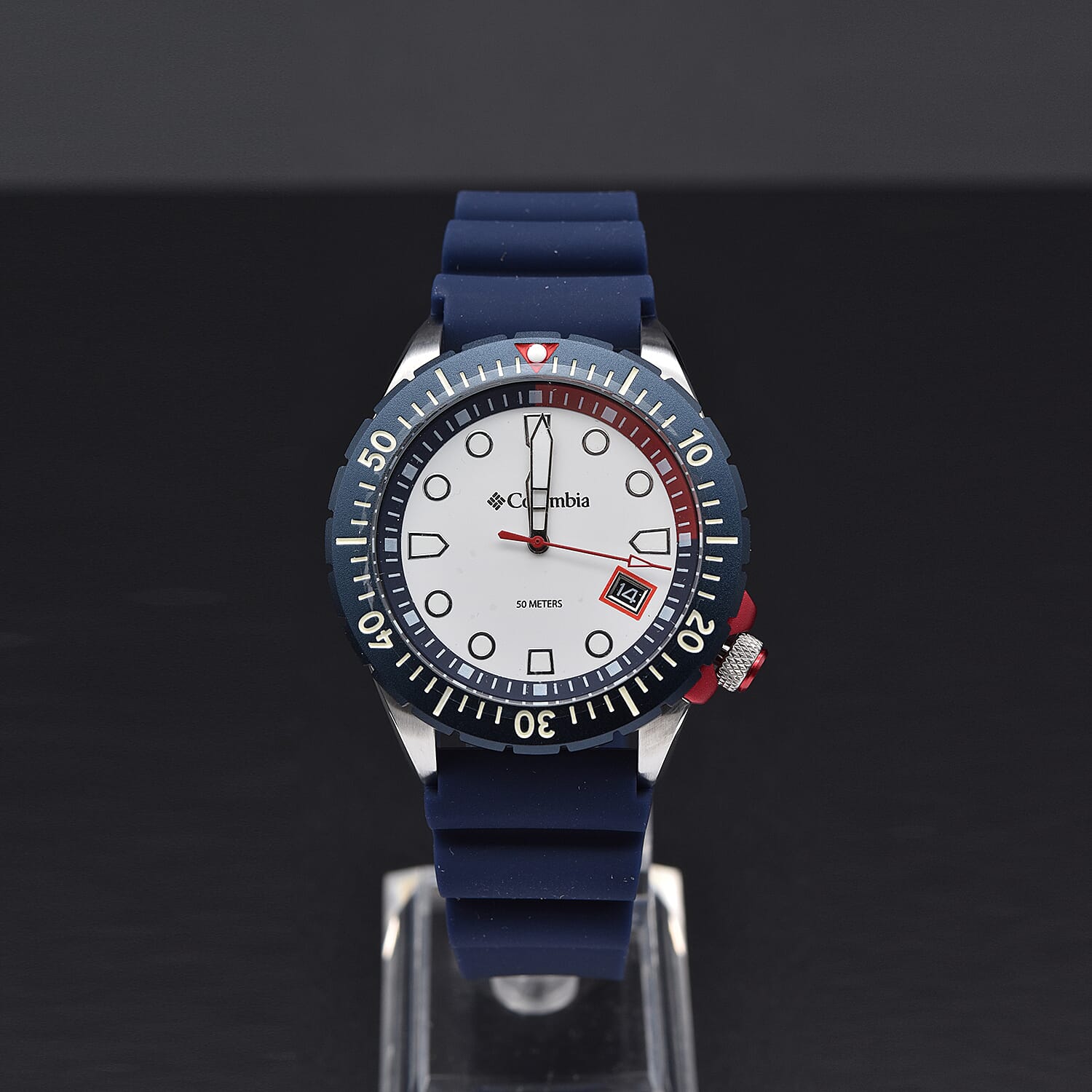 Columbia Pacific Outlander White 3-Hand Date Navy Silicone Watch