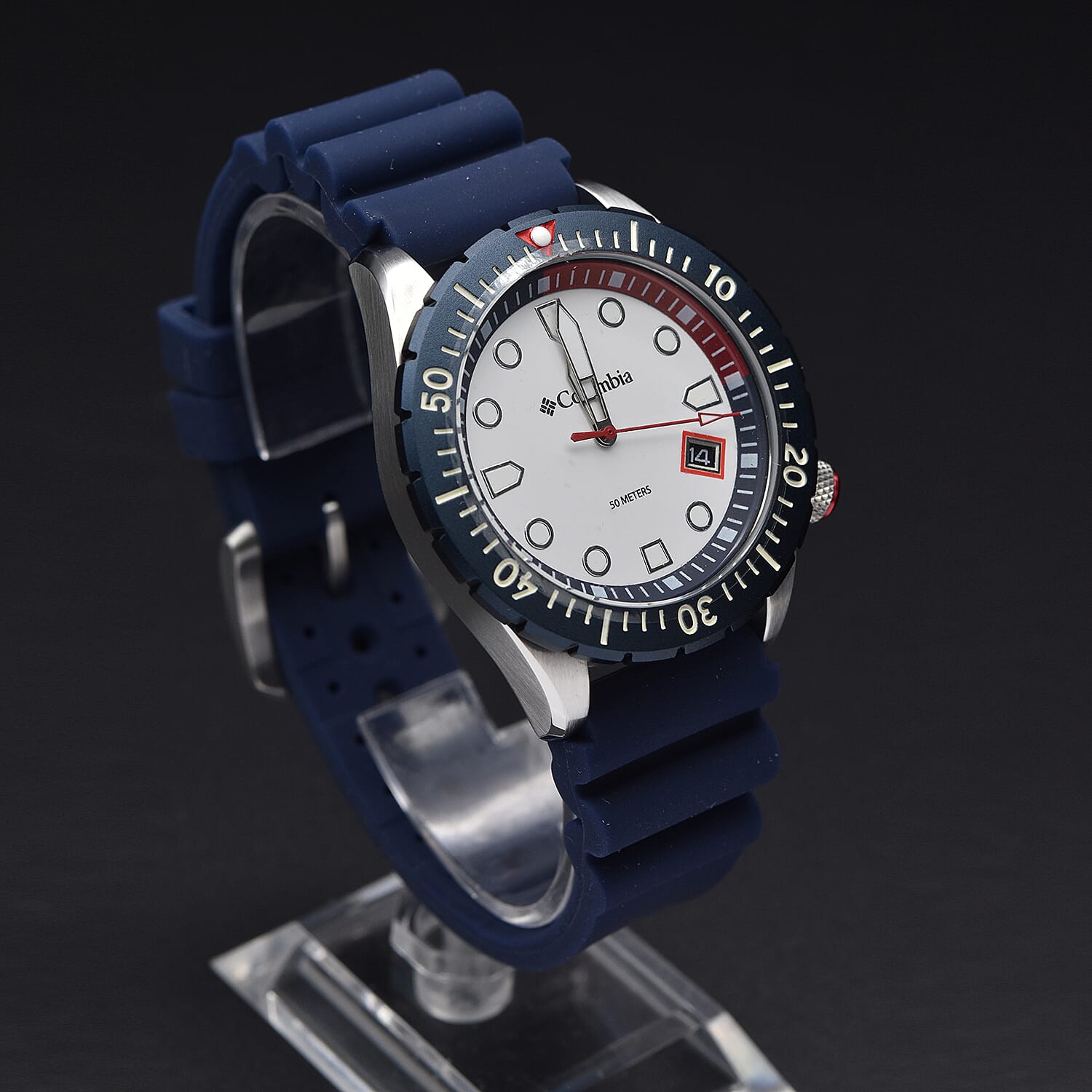 Columbia Pacific Outlander White 3-Hand Date Navy Silicone Watch