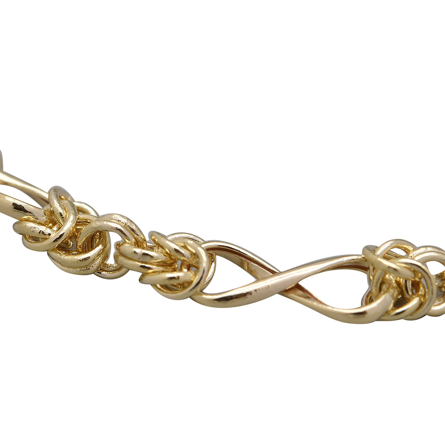 Italian Made - 9K Yellow Gold Twisted Byzantine Bracelet  (Size 7) with Lobster Clasp.