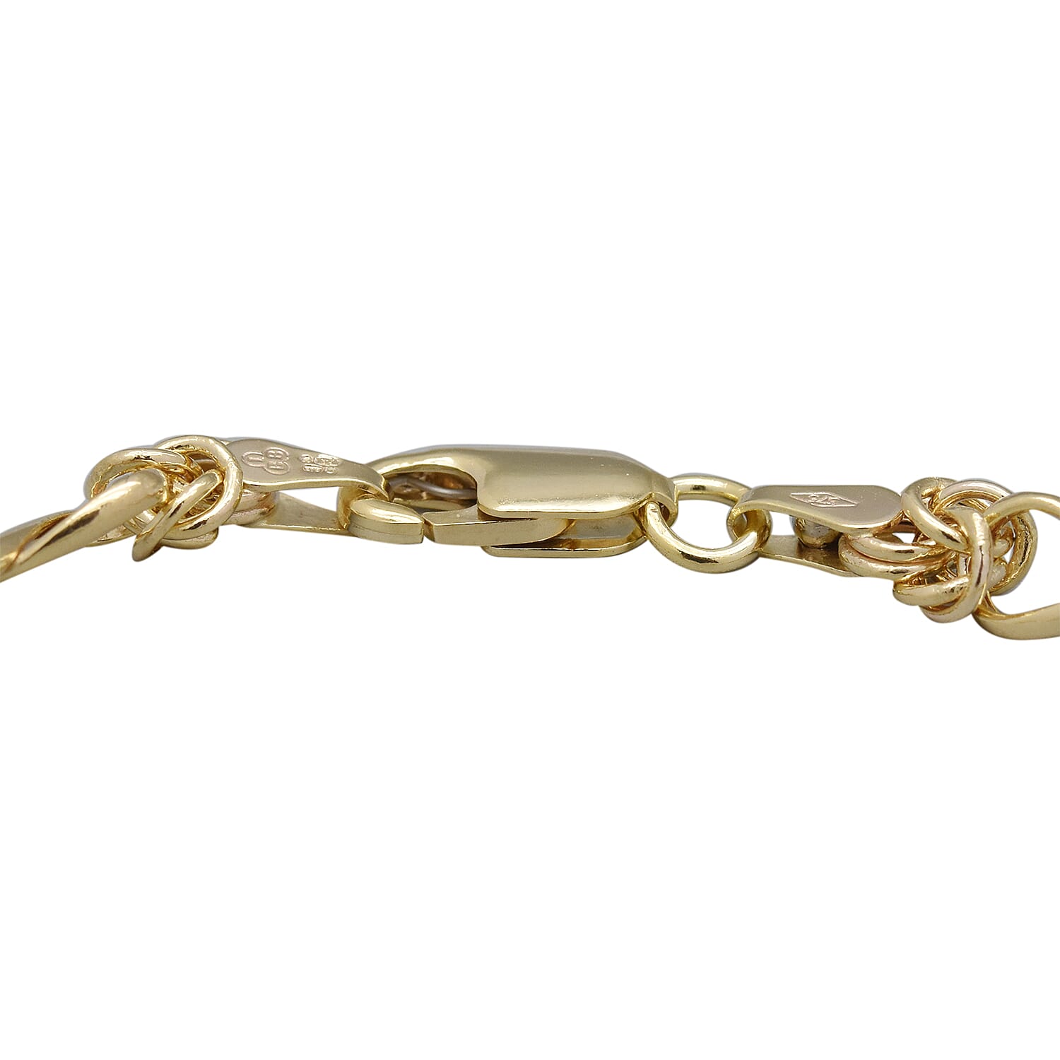 Italian Made - 9K Yellow Gold Twisted Byzantine Bracelet  (Size 7) with Lobster Clasp.