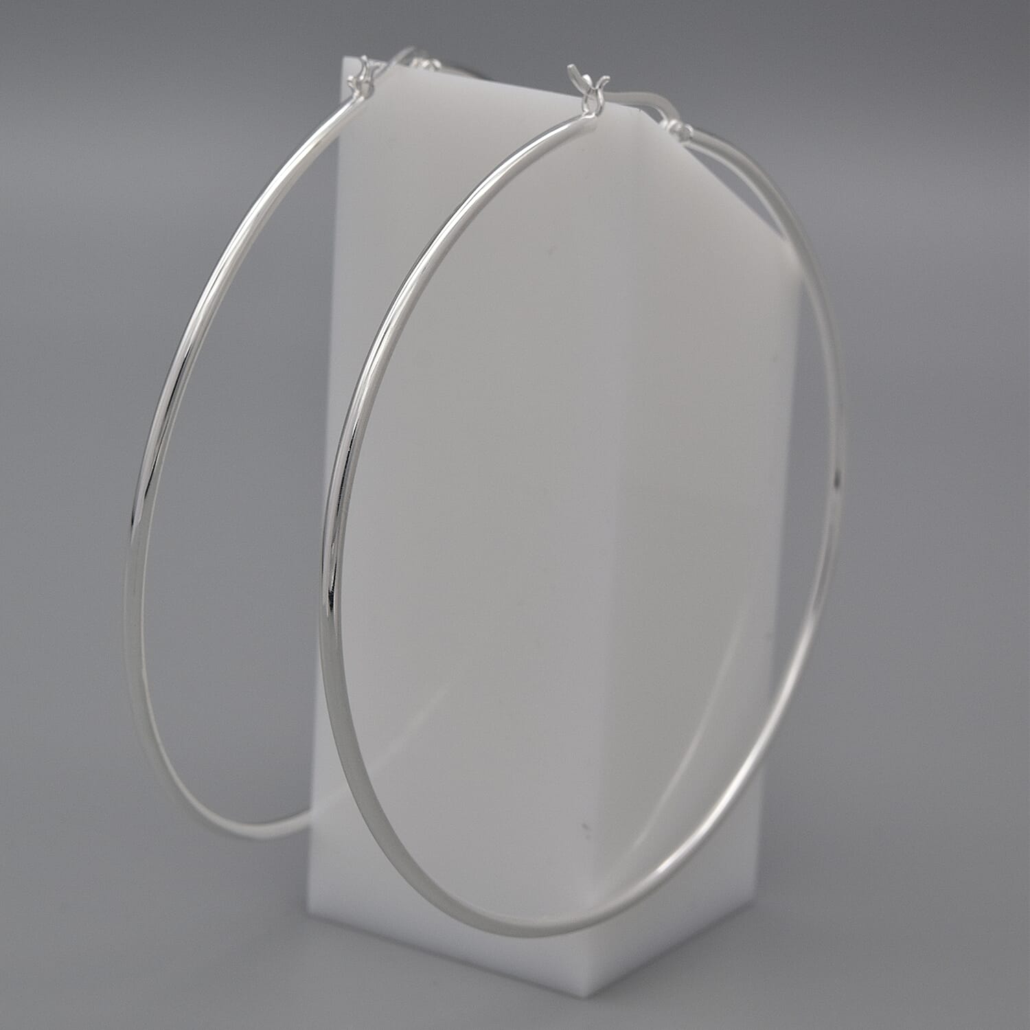 Italian Made - Sterling Silver Hoop Earrings with Clasp, Silver wt. 8.00 Gms