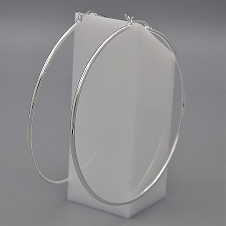 Italian Made - Sterling Silver Hoop Earrings with Clasp, Silver wt. 8.00 Gms