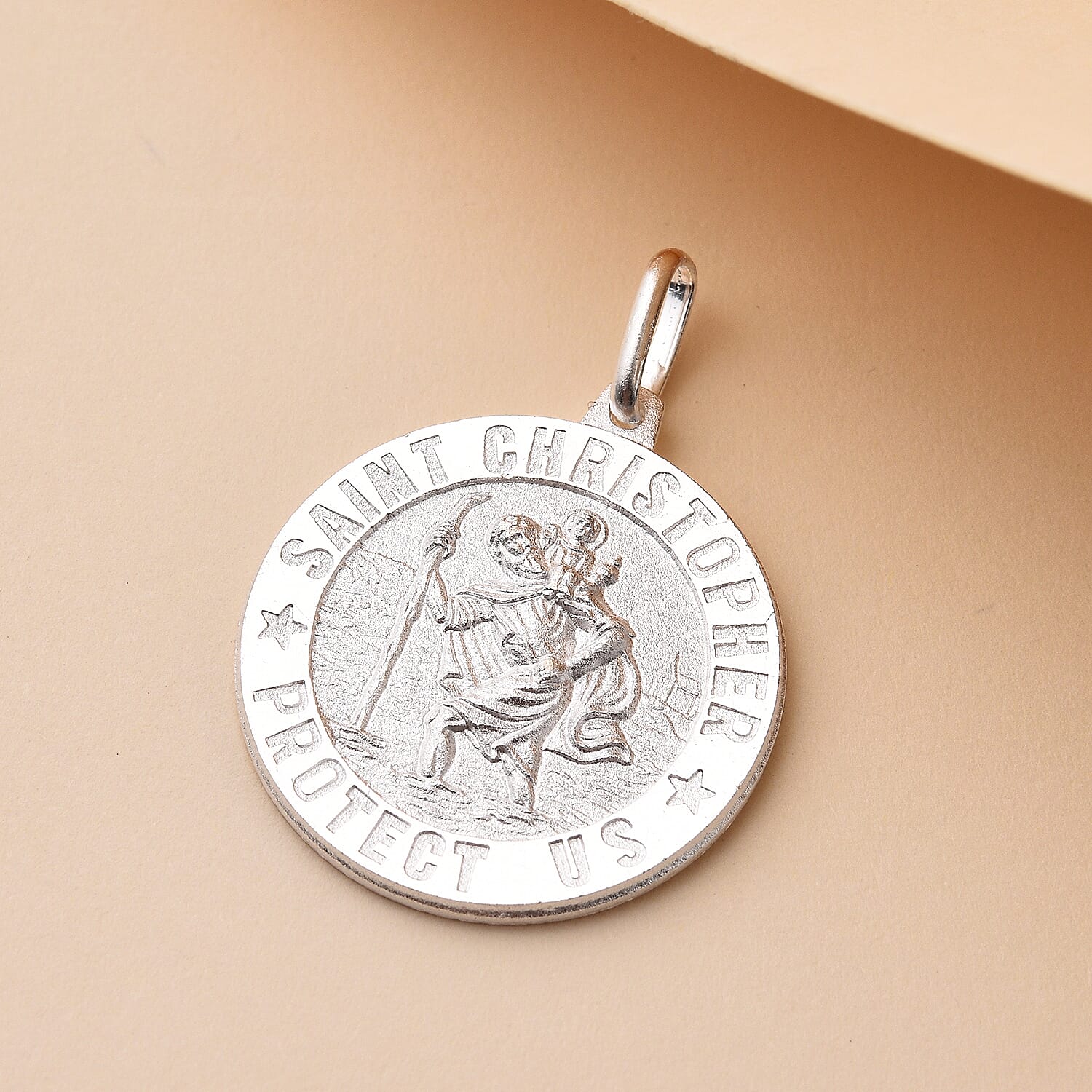 Italian Made - Sterling Silver St. Christopher Pendant Silver Wt.5.00 Gms