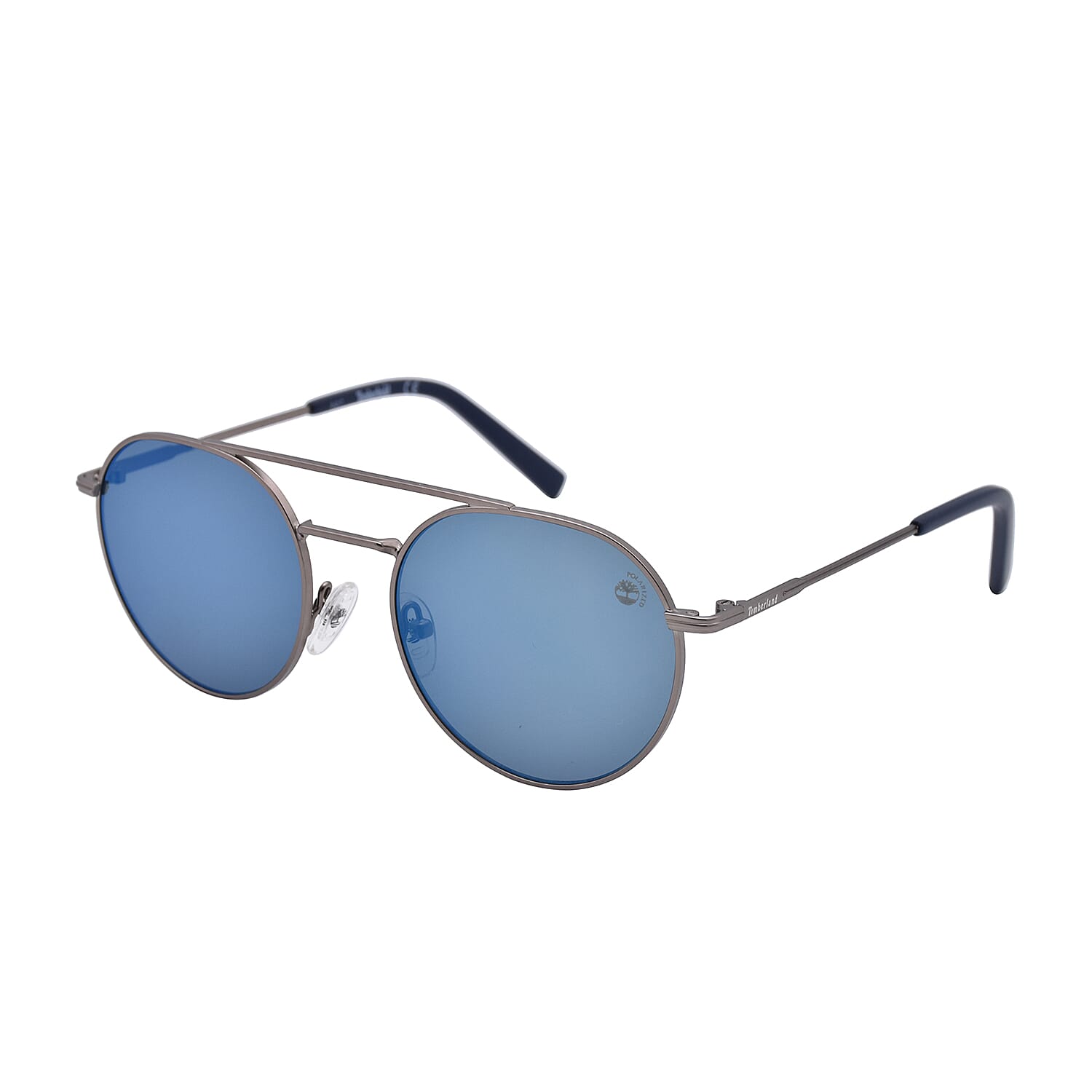 TIMBERLAND Silver Aviator Sunglasses with Blue Lenses