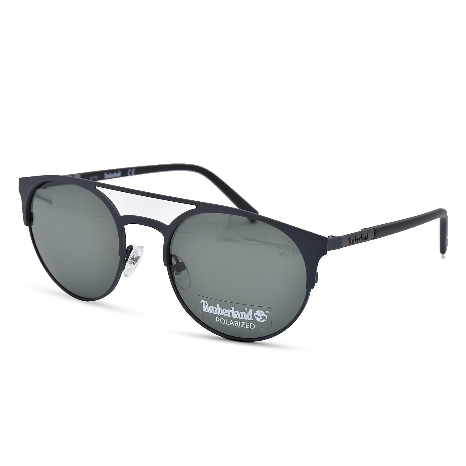 TIMBERLAND Black Round Sunglasses with Black Lenses