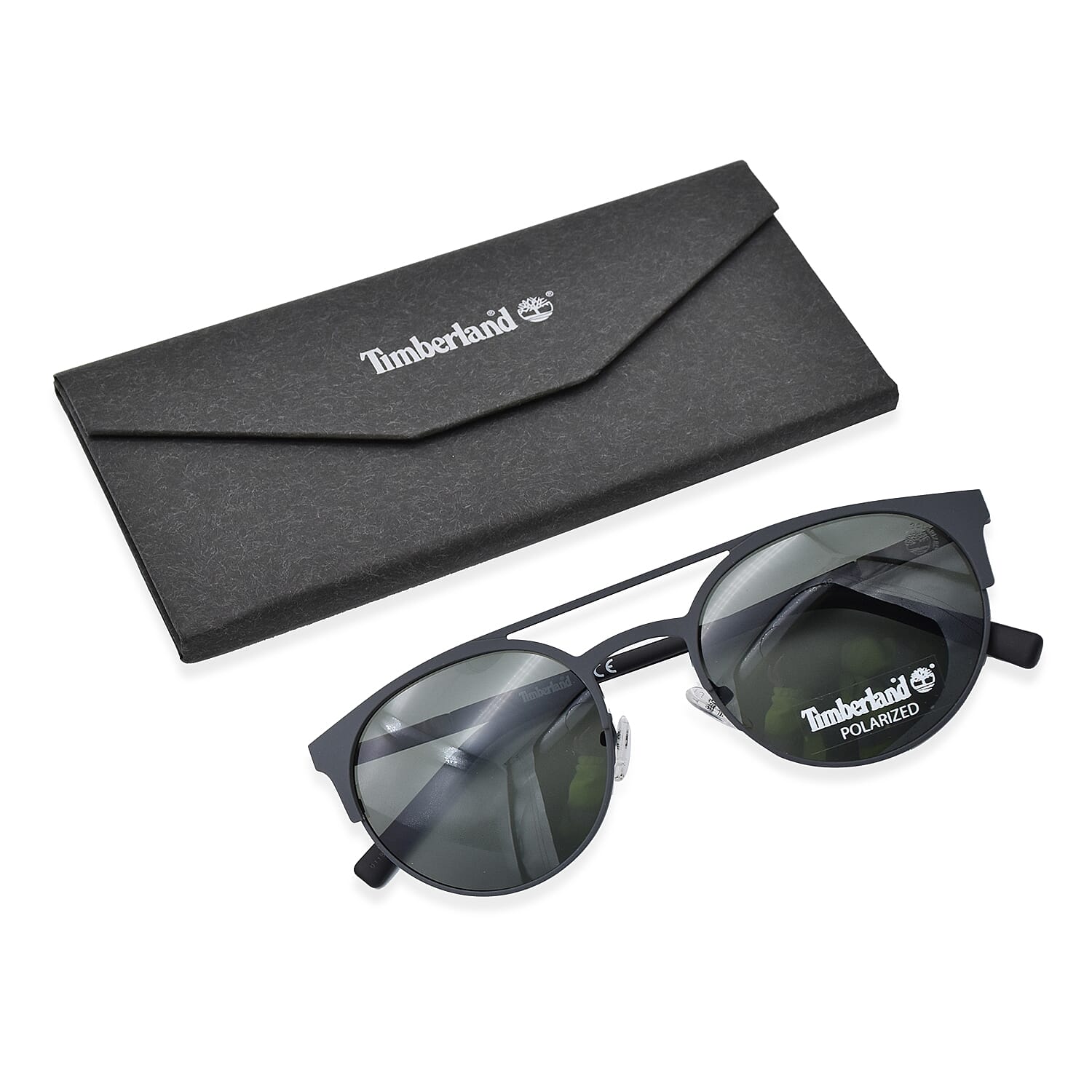 TIMBERLAND Black Round Sunglasses with Black Lenses