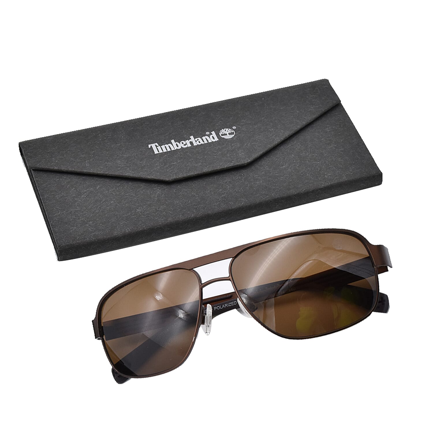 TIMBERLAND Brown Aviator Sunglasses with Brown Lenses