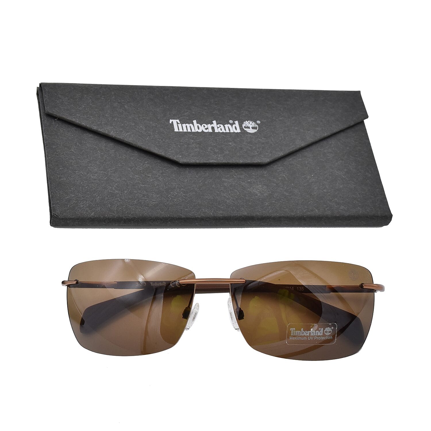 TIMBERLAND Rimless Sunglasses with Brown Lenses
