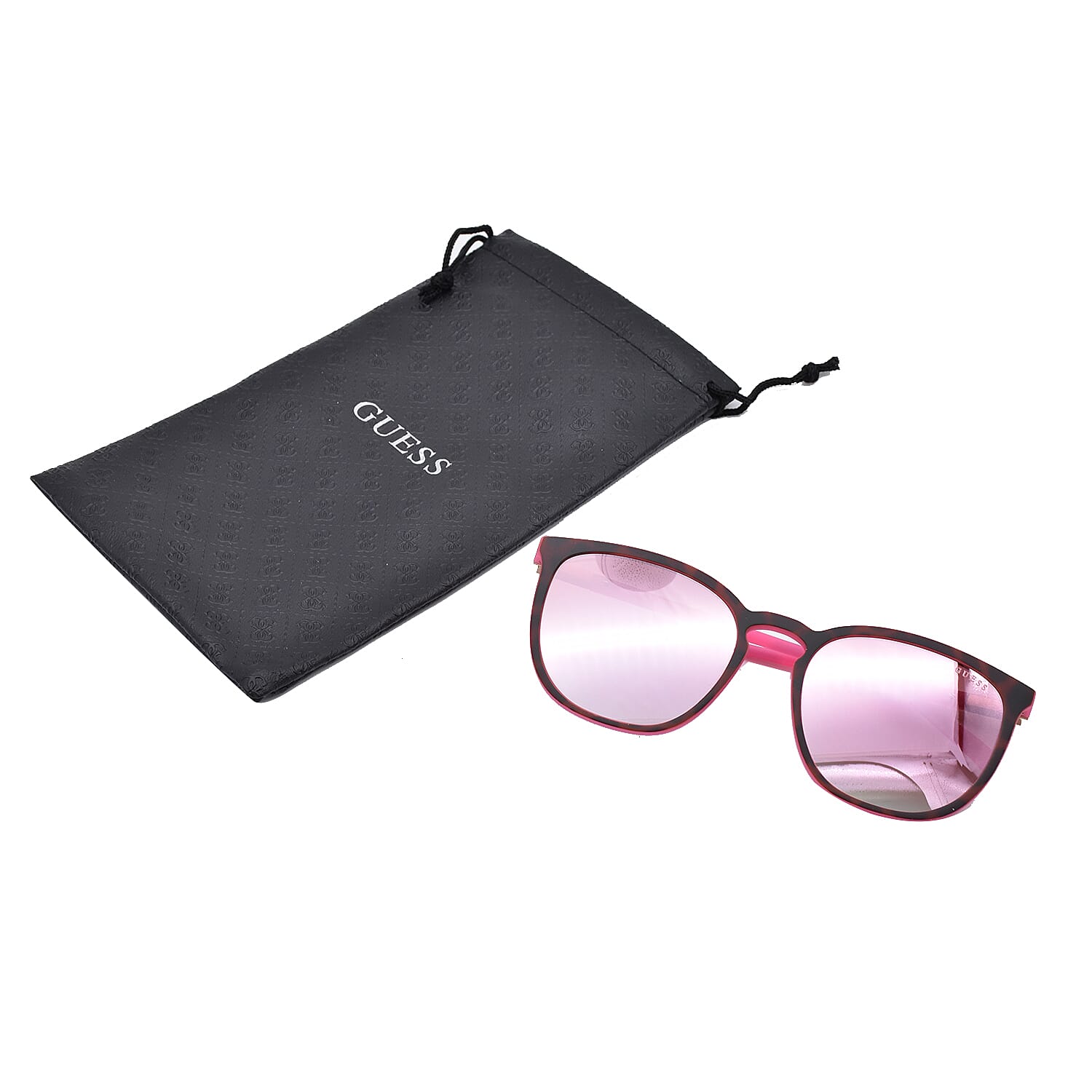 GUESS Matt Pink Retro Sunglasses with Pink Lenses
