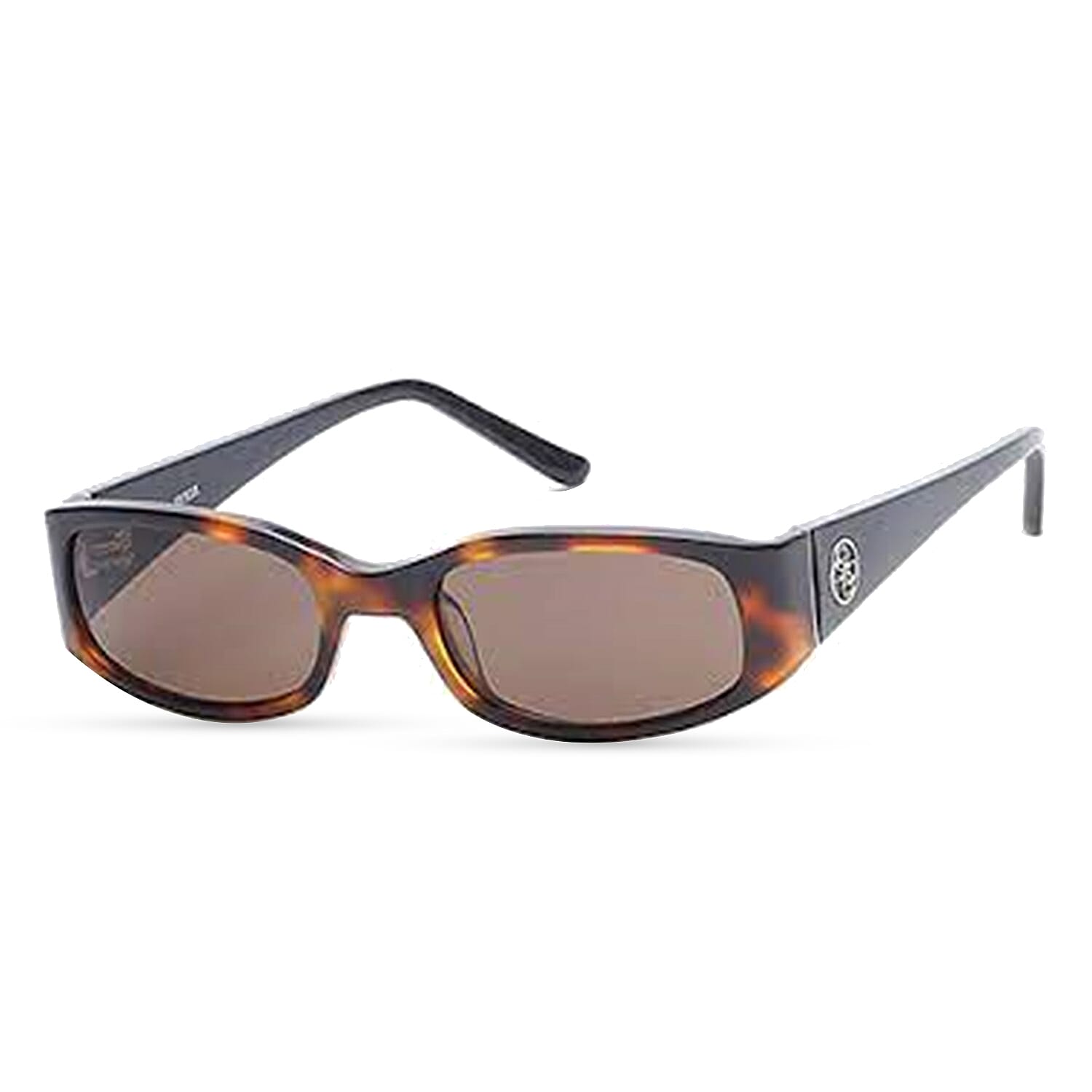 GUESS Tort Rectangular Sunglasses with Brown Lenses