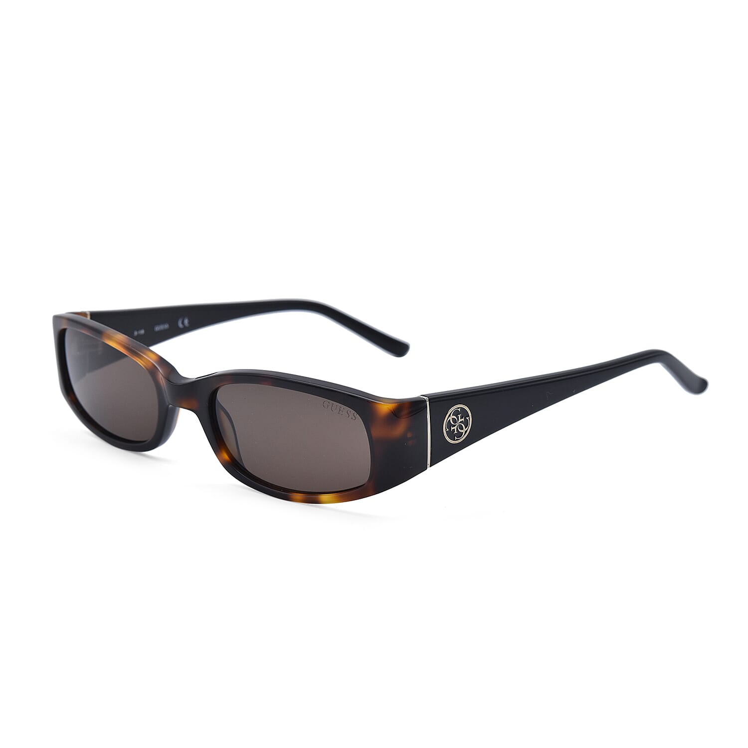 GUESS Tort Rectangular Sunglasses with Brown Lenses