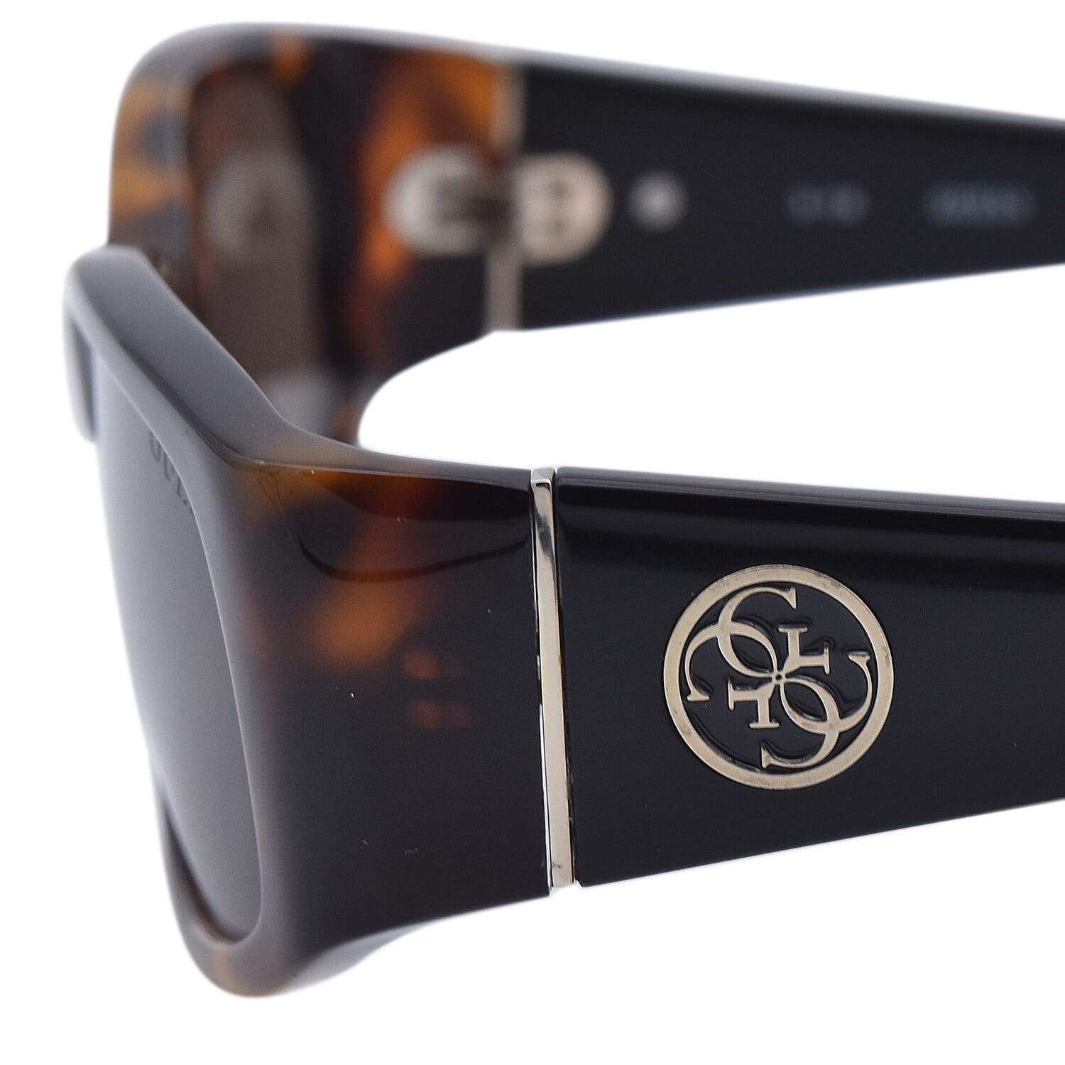 GUESS Tort Rectangular Sunglasses with Brown Lenses