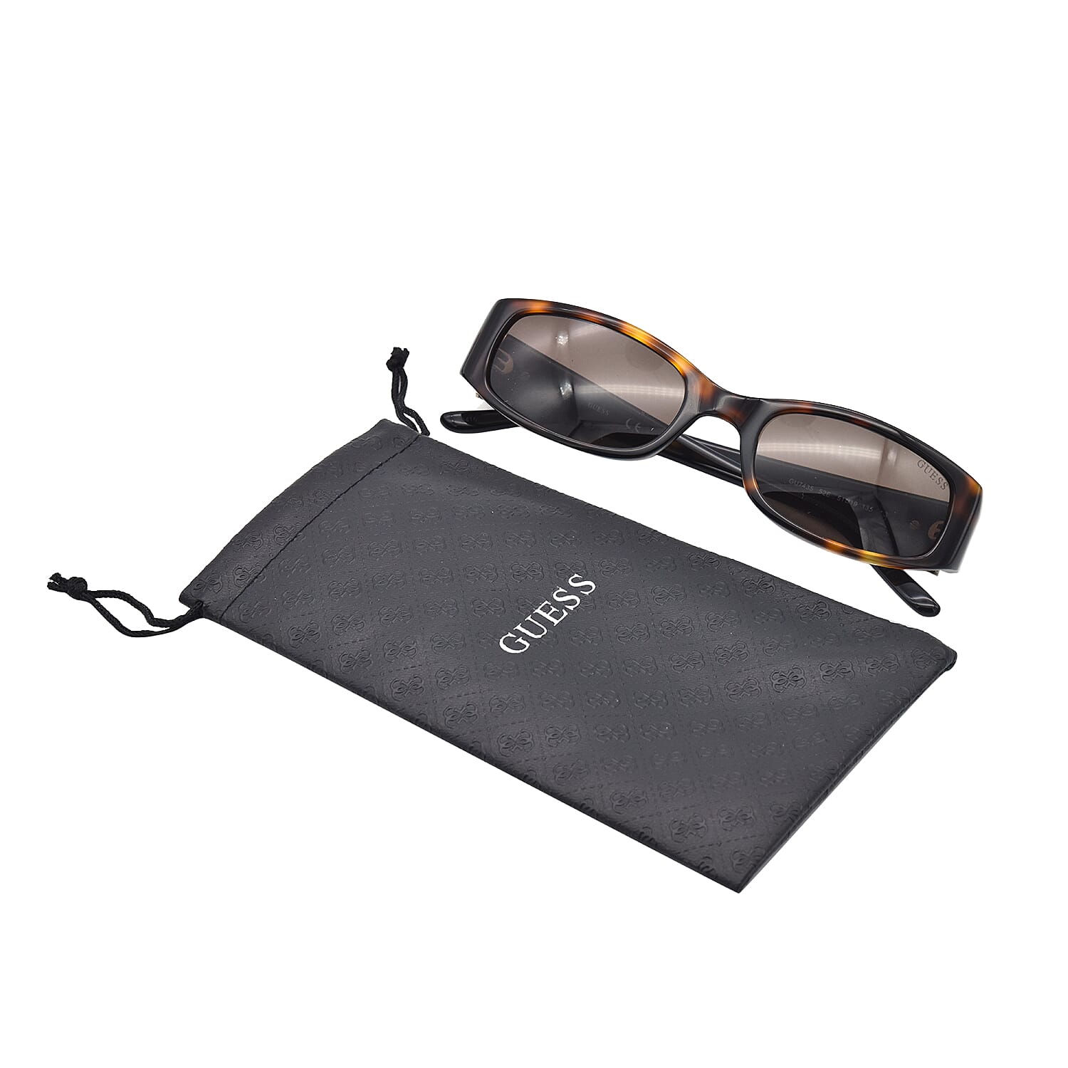 GUESS Tort Rectangular Sunglasses with Brown Lenses