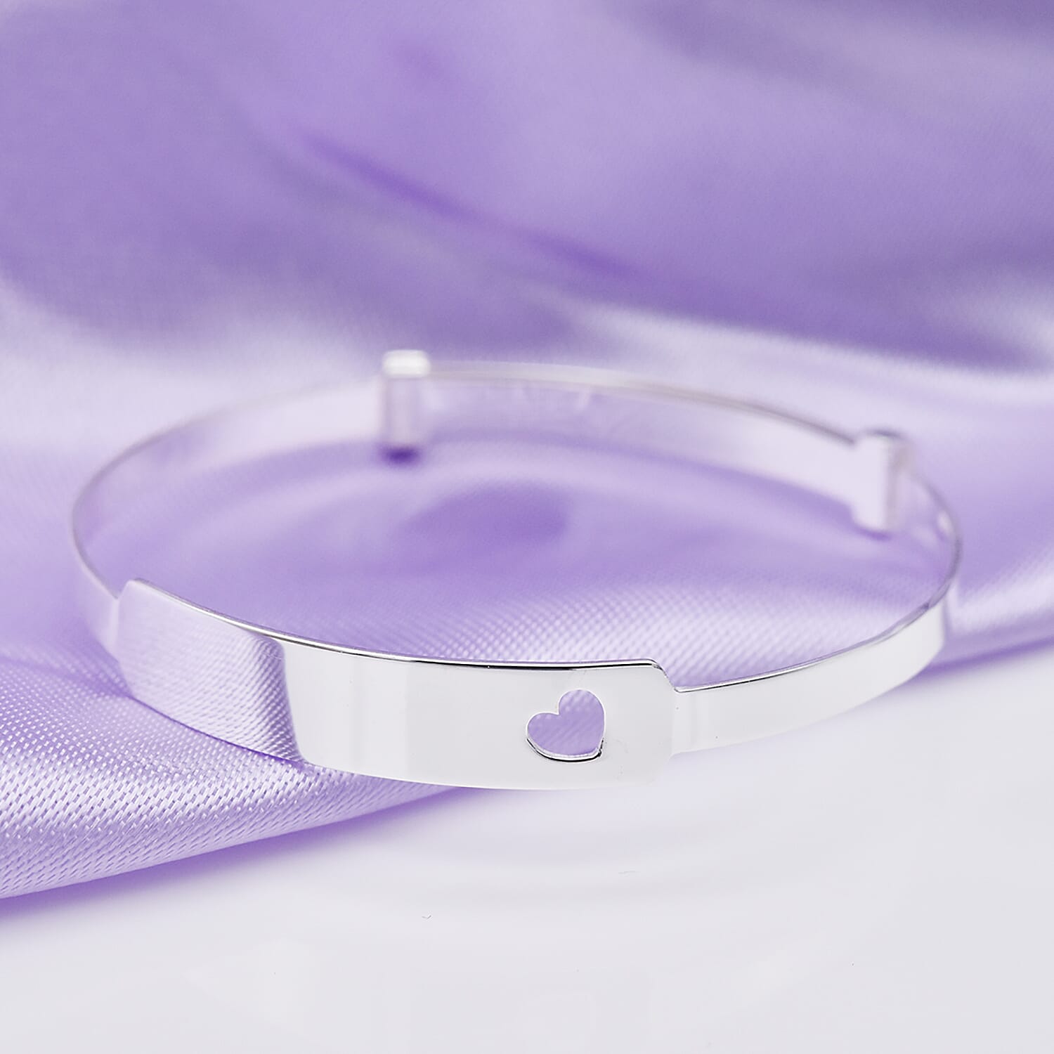 Italian Made - Sterling Silver Heart Cut Out Baby Bangle