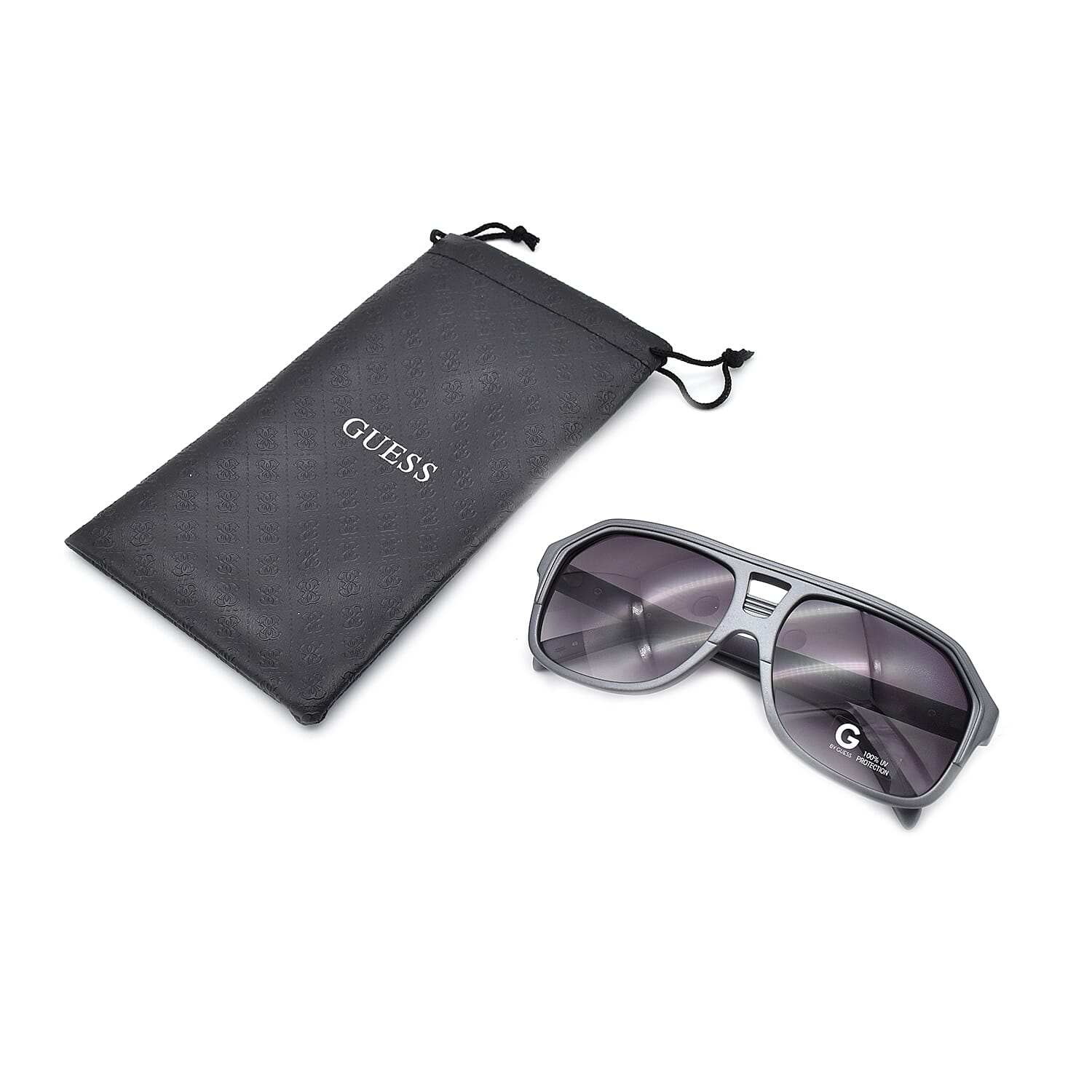 GUESS Mens Grey Aviator With Grey Lenses