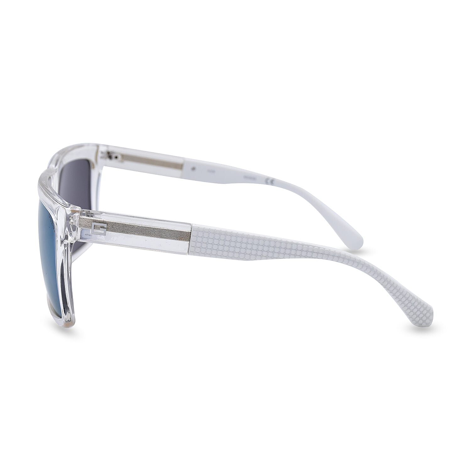 GUESS Square Clear Sunglasses With Green Mirror Lenses