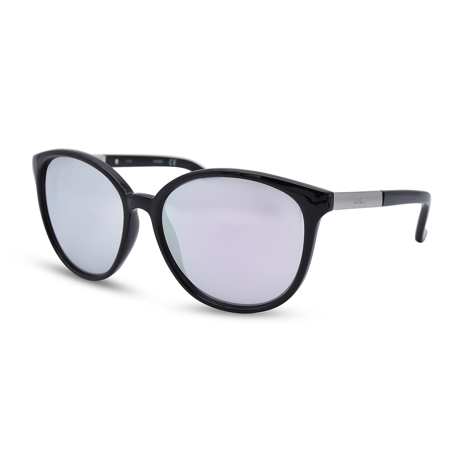 GUESS Retro Sunglasses With Mirror Lenses And Metal Temples With Guess Writiing